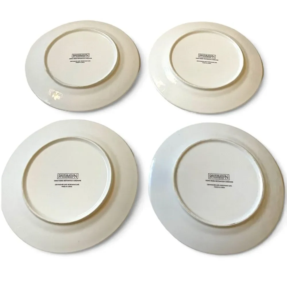 Y2K Restoration Hardware French Cheese Motif Design Appetizer 8” Plate Set of 4